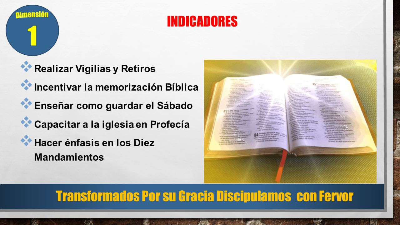 1 INDICADORES Transformados Por su Gracia Discipulamos con Fervor