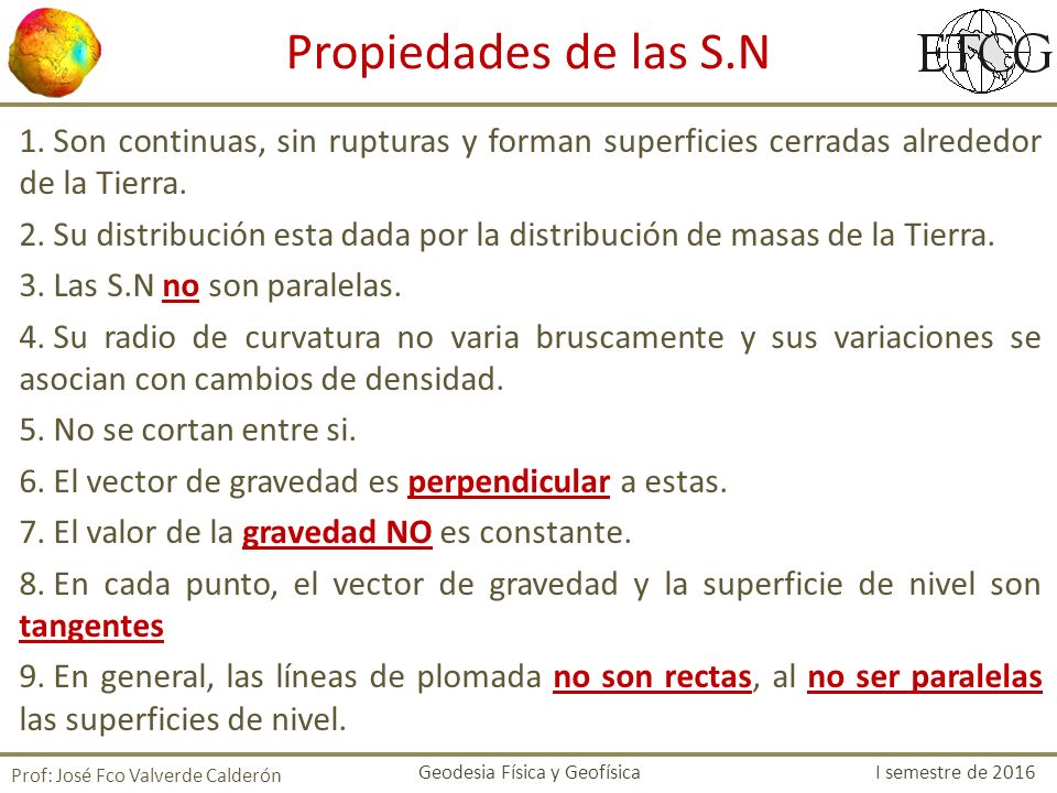 Propiedades de las S.N Son continuas, sin rupturas y forman superficies cerradas alrededor de la Tierra.