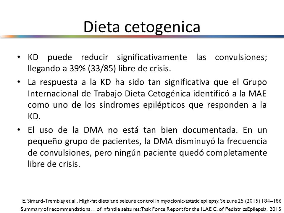 Dieta cetogenica KD puede reducir significativamente las convulsiones; llegando a 39% (33/85) libre de crisis.