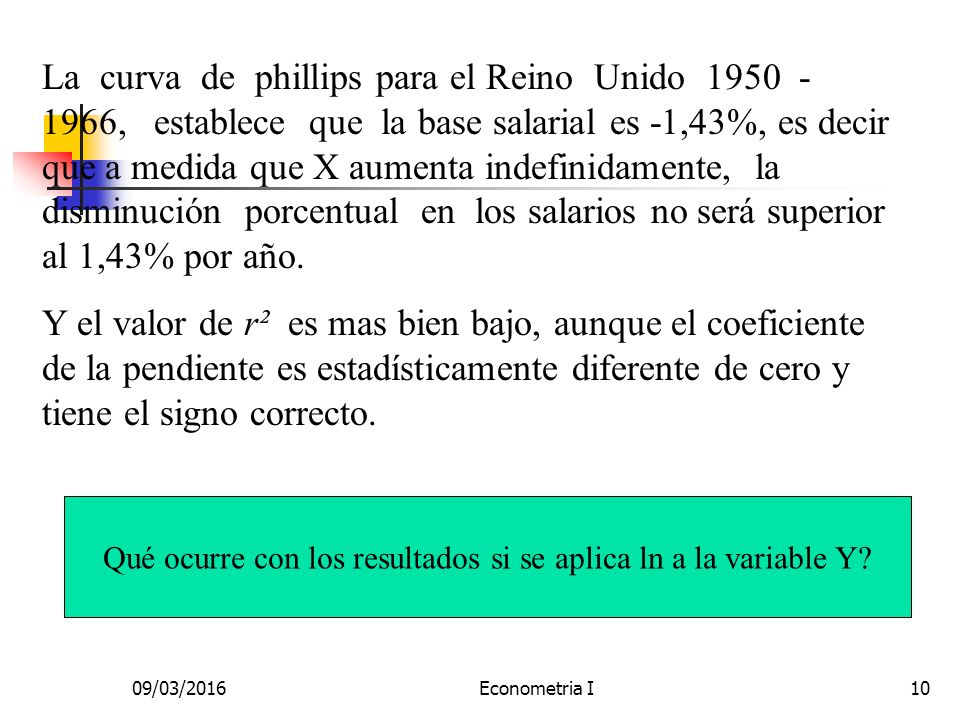 Qué ocurre con los resultados si se aplica ln a la variable Y