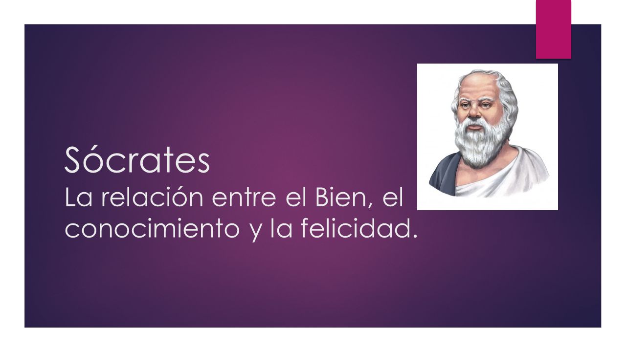 Sócrates La relación entre el Bien, el conocimiento y la felicidad.