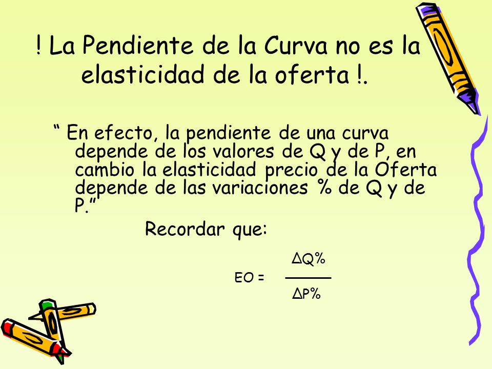 ! La Pendiente de la Curva no es la elasticidad de la oferta !.