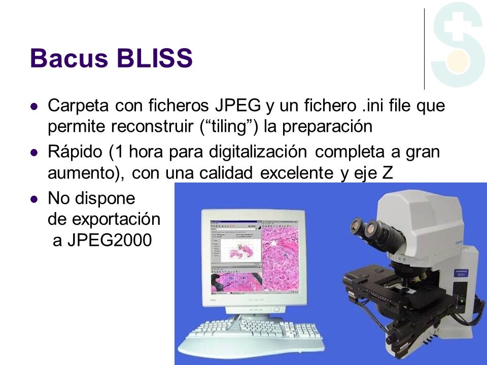 Bacus BLISS Carpeta con ficheros JPEG y un fichero .ini file que permite reconstruir ( tiling ) la preparación.