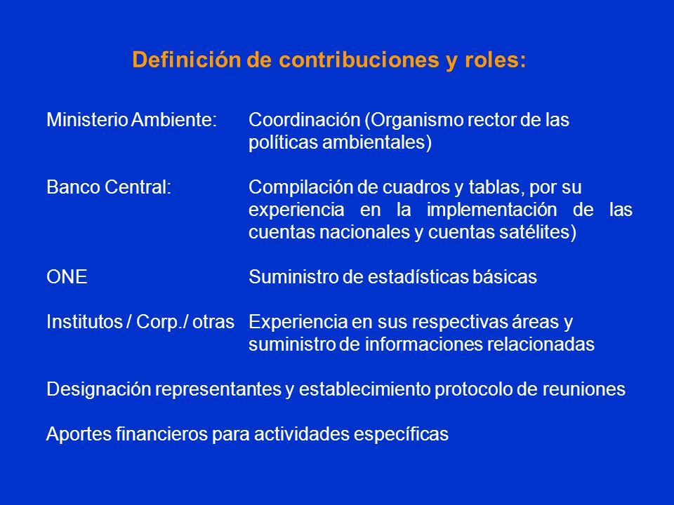 Definición de contribuciones y roles: