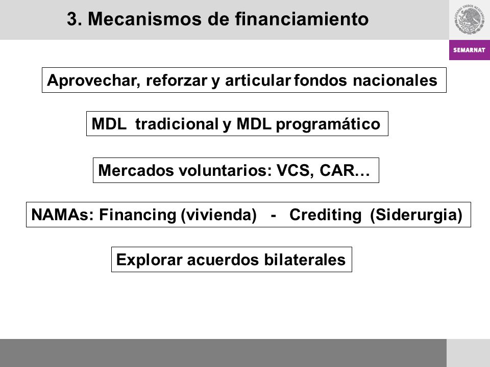 3. Mecanismos de financiamiento
