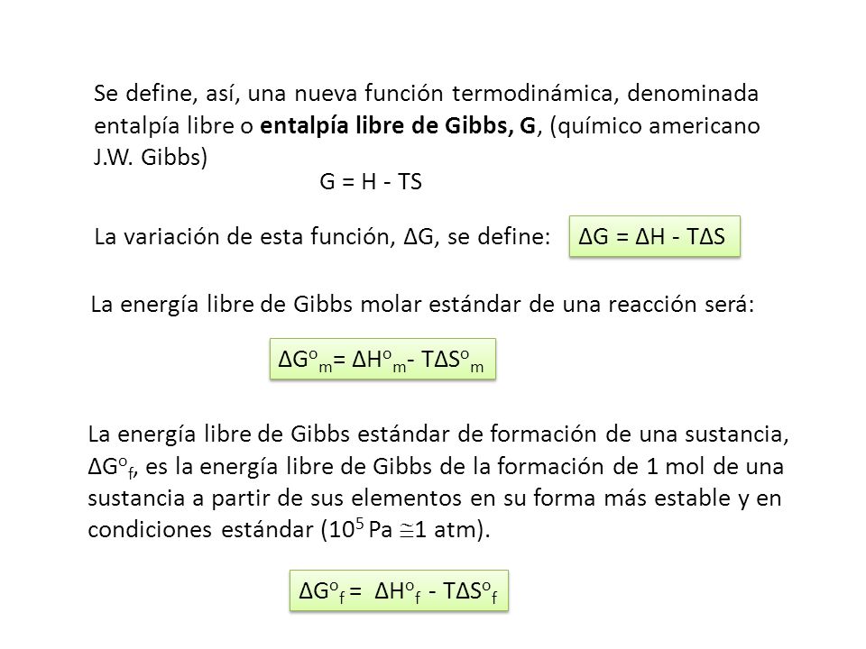 La energía libre de Gibbs molar estándar de una reacción será: