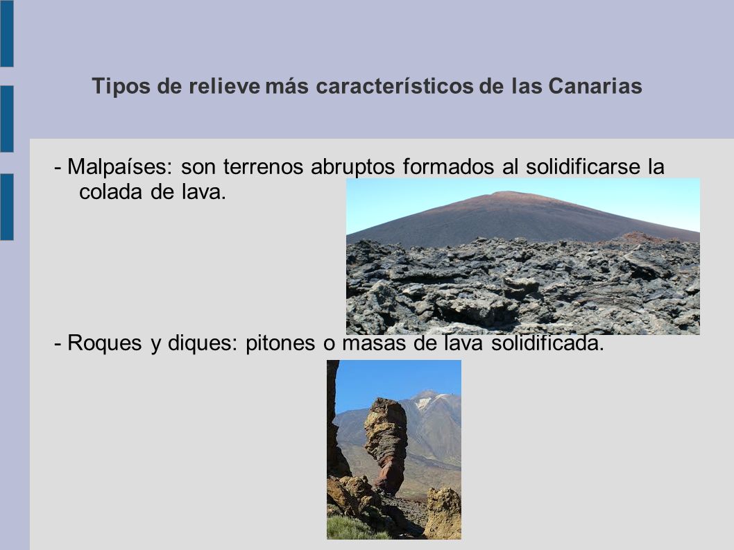Tipos de relieve más característicos de las Canarias