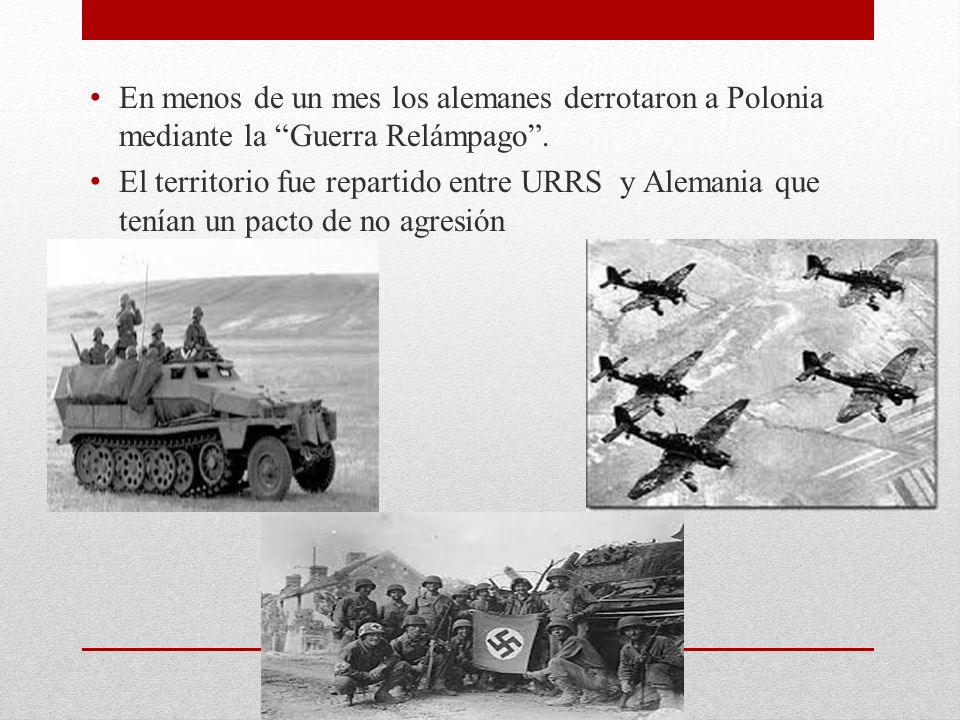 En menos de un mes los alemanes derrotaron a Polonia mediante la Guerra Relámpago .