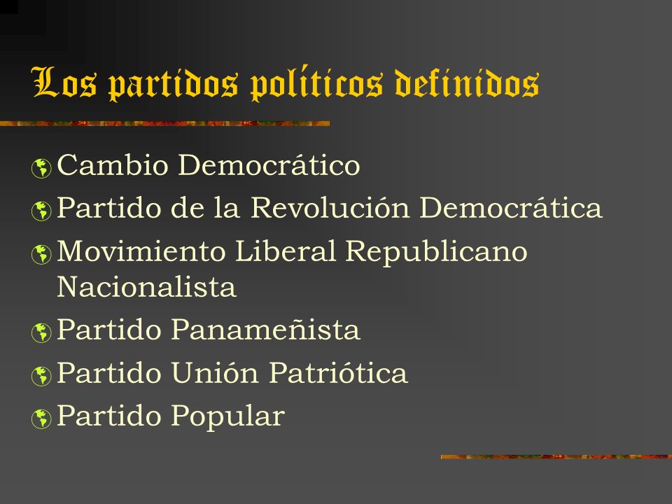 Los partidos políticos definidos