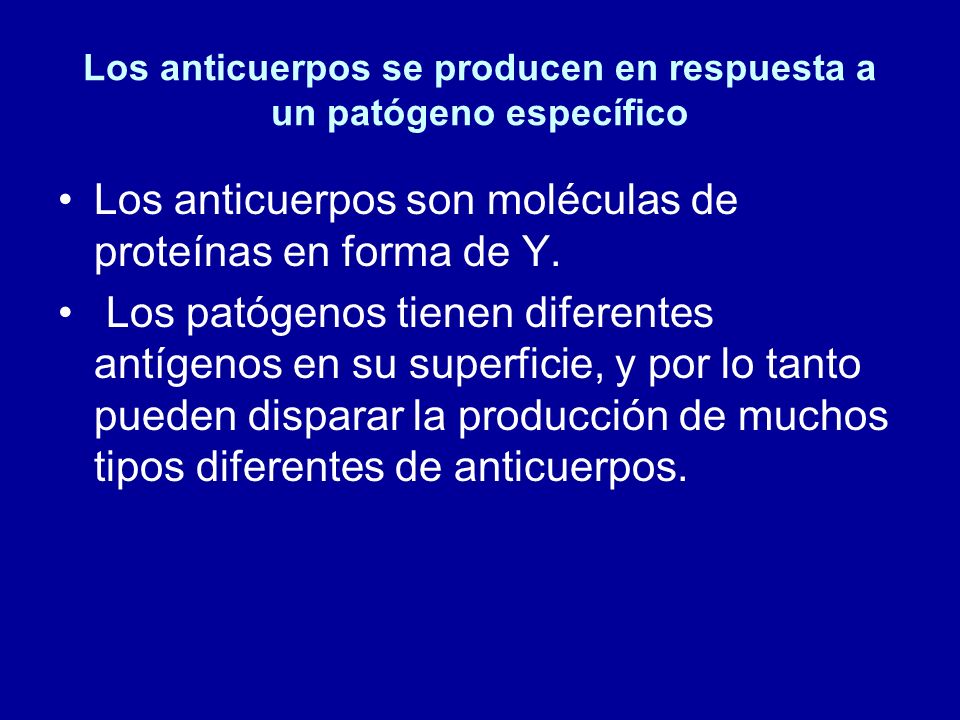 Los anticuerpos se producen en respuesta a un patógeno específico