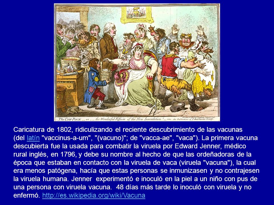 Caricatura de 1802, ridiculizando el reciente descubrimiento de las vacunas