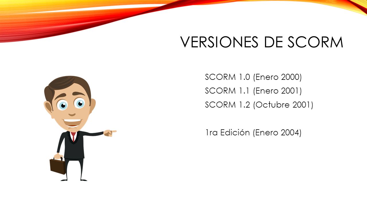 Versiones de Scorm SCORM 1.0 (Enero 2000) SCORM 1.1 (Enero 2001)