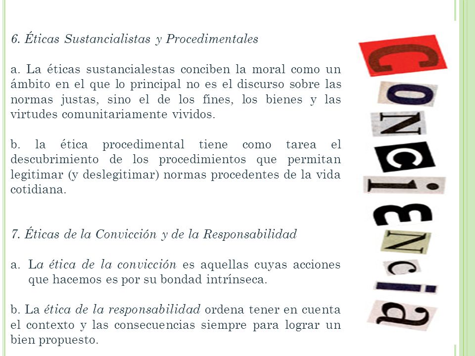 6. Éticas Sustancialistas y Procedimentales