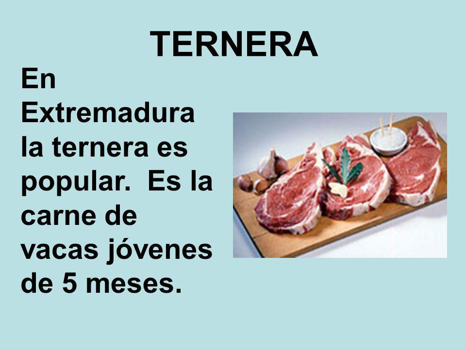 TERNERA En Extremadura la ternera es popular. Es la carne de vacas jóvenes de 5 meses.