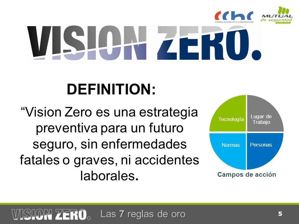 DEFINITION: Vision Zero es una estrategia preventiva para un futuro seguro, sin enfermedades fatales o graves, ni accidentes laborales.