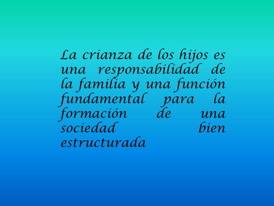 La crianza de los hijos es una responsabilidad de la familia y una función fundamental para la formación de una sociedad bien estructurada