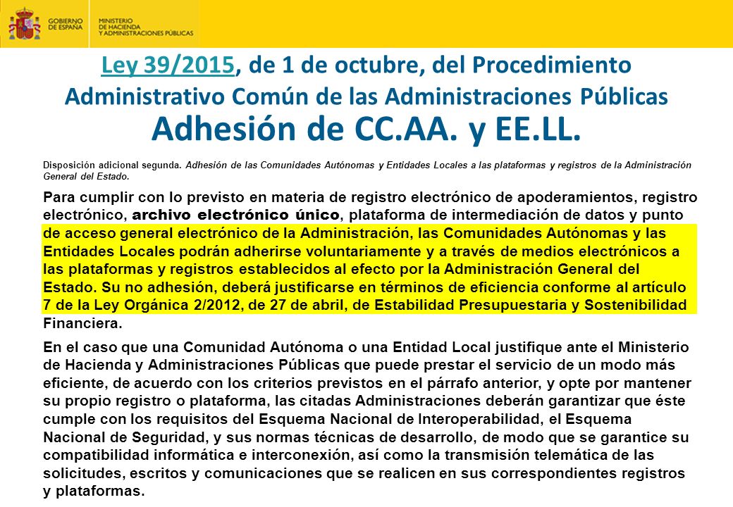 Ley 39/2015, de 1 de octubre, del Procedimiento Administrativo Común de las Administraciones Públicas