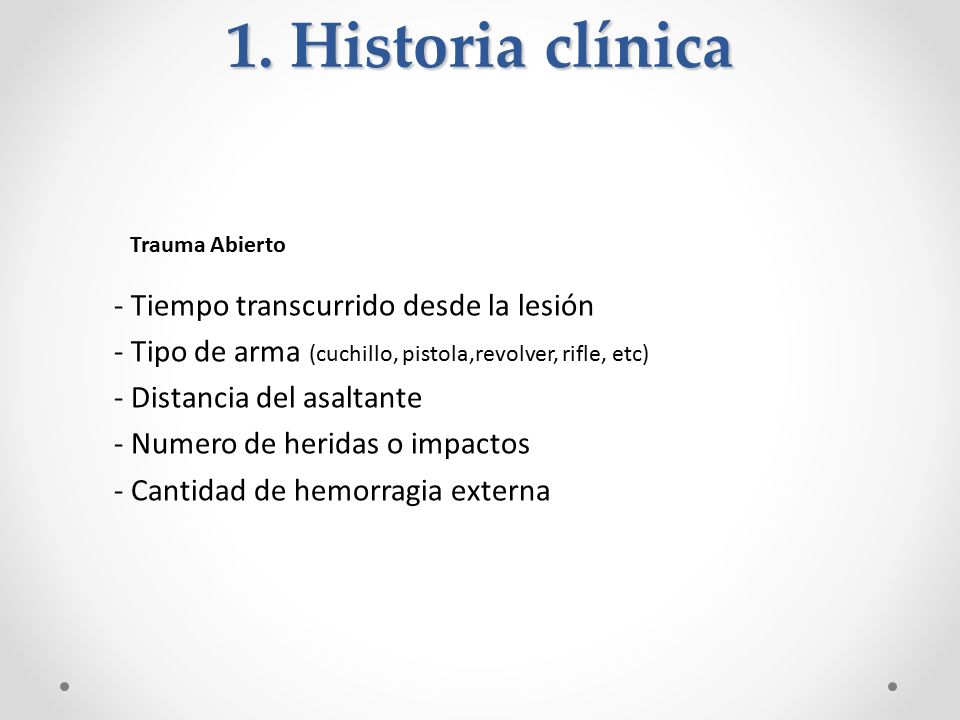 1. Historia clínica - Tiempo transcurrido desde la lesión