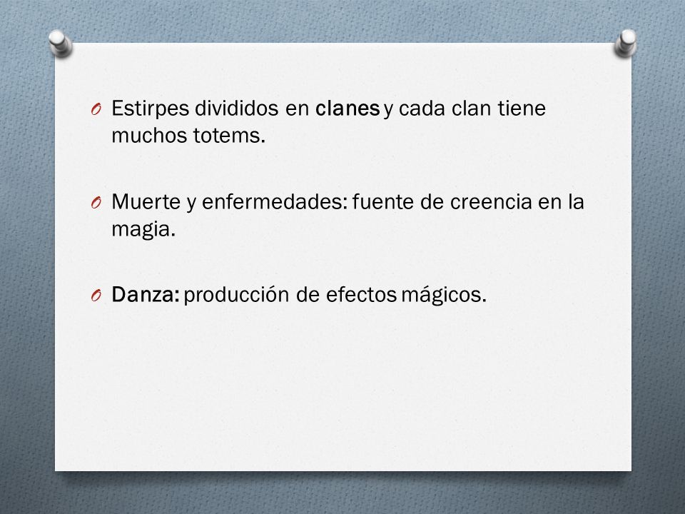 Estirpes divididos en clanes y cada clan tiene muchos totems.