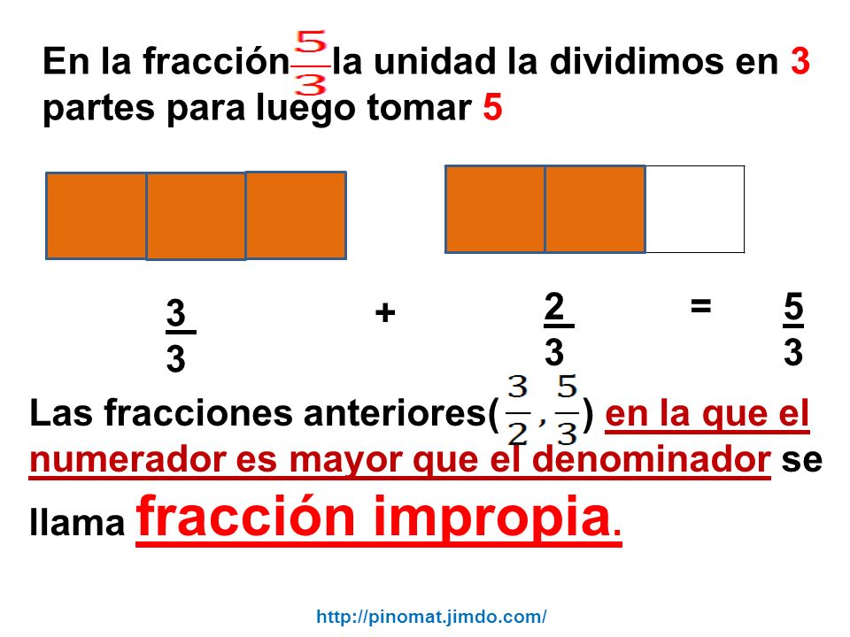En la fracción la unidad la dividimos en 3 partes para luego tomar 5