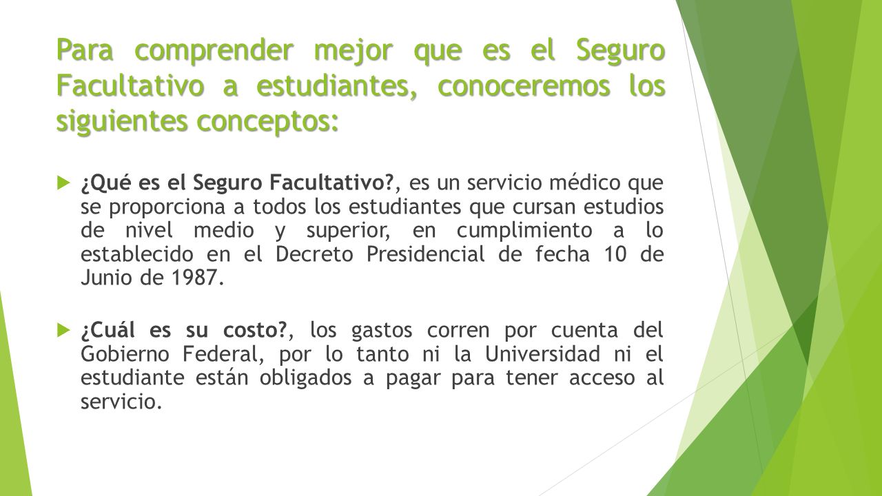 Para comprender mejor que es el Seguro Facultativo a estudiantes, conoceremos los siguientes conceptos: