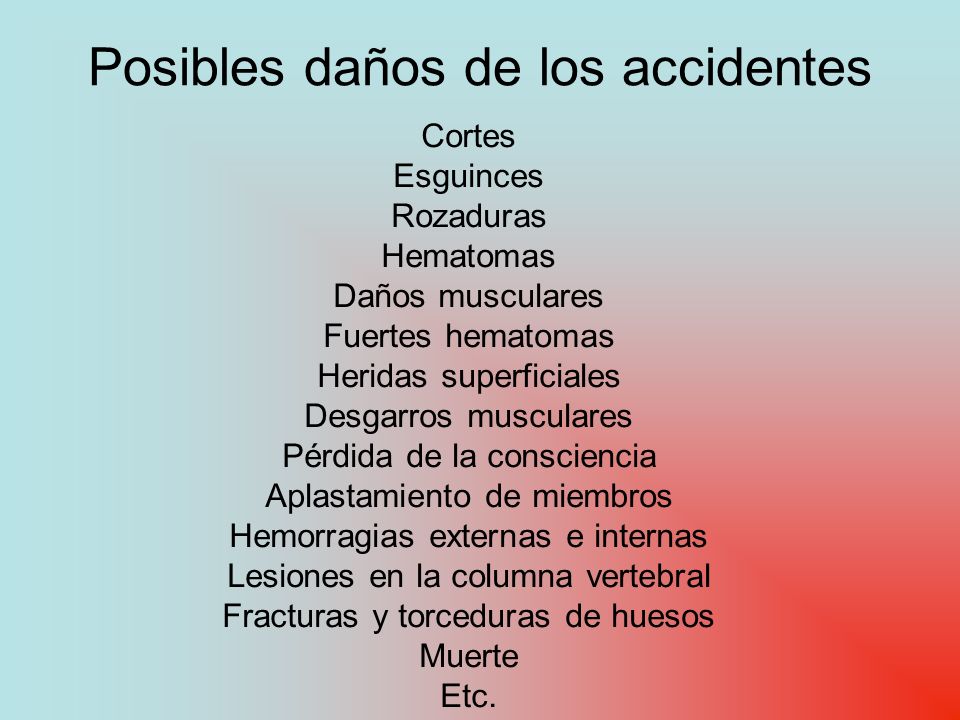 Posibles daños de los accidentes