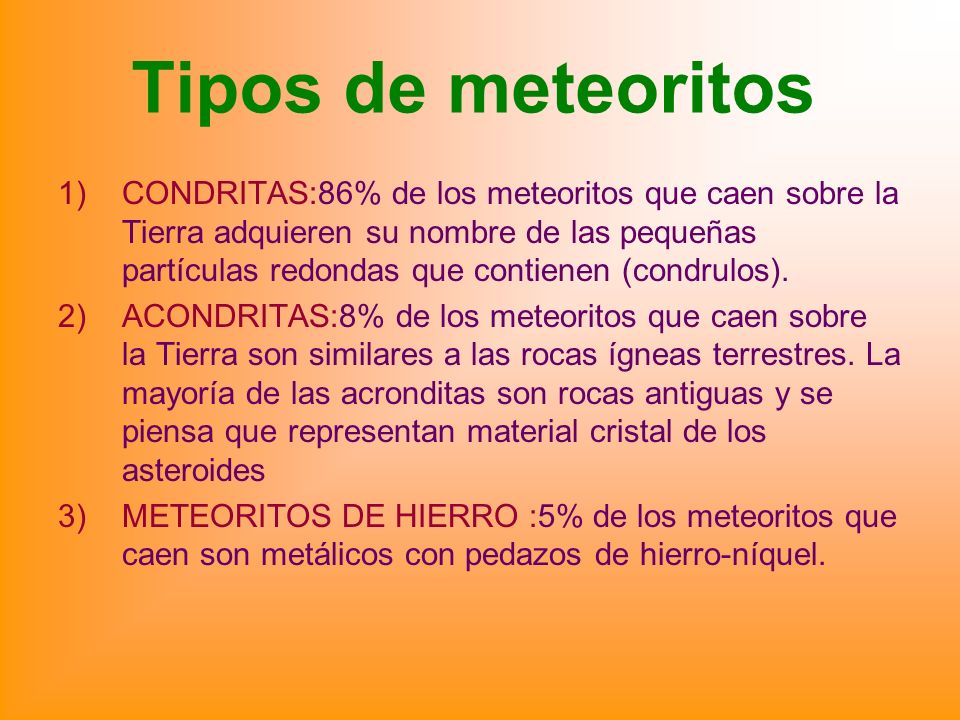 Tipos de meteoritos