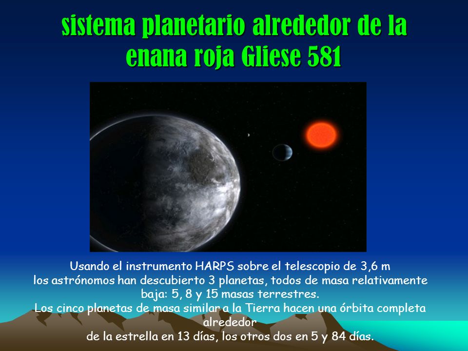 sistema planetario alrededor de la enana roja Gliese 581