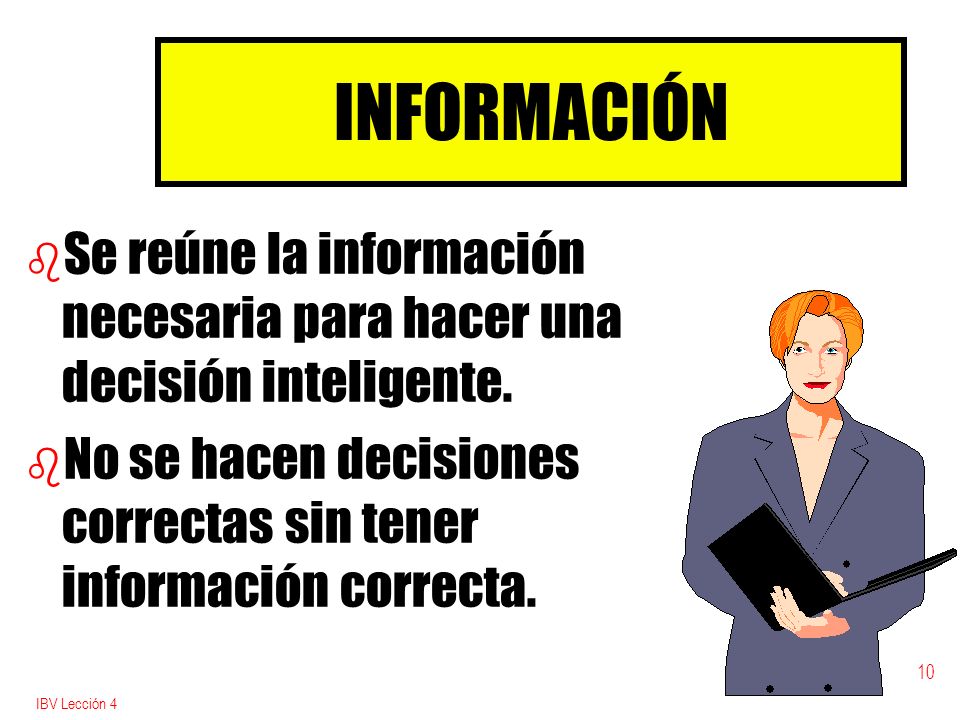 INFORMACIÓN Se reúne la información necesaria para hacer una decisión inteligente.