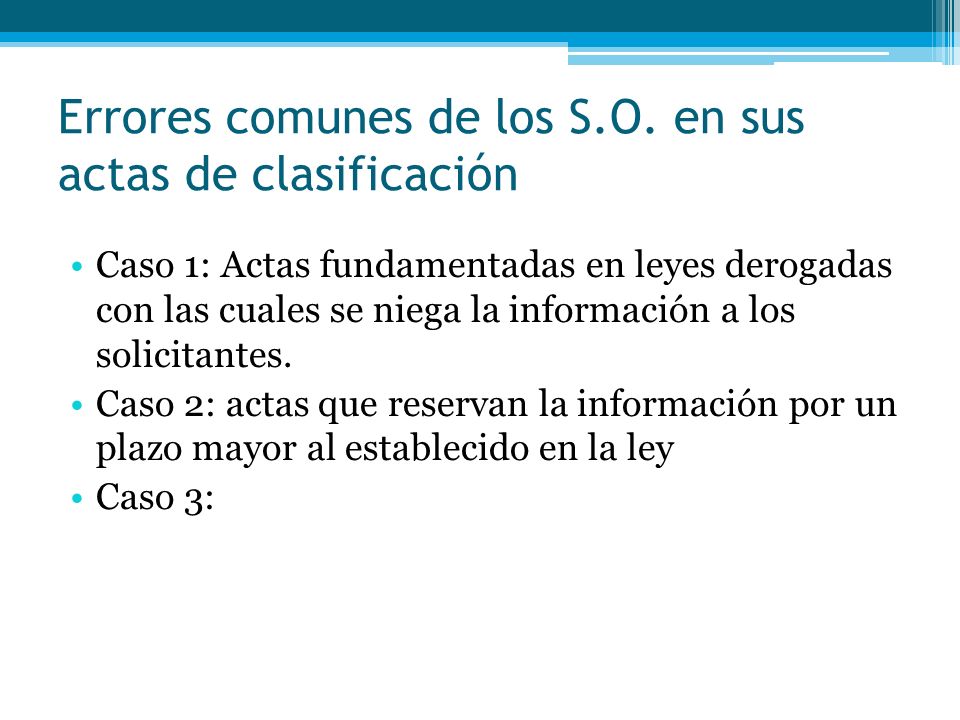 Errores comunes de los S.O. en sus actas de clasificación