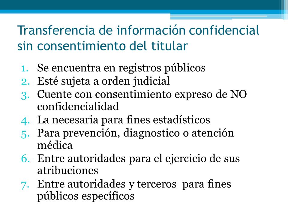 Transferencia de información confidencial sin consentimiento del titular