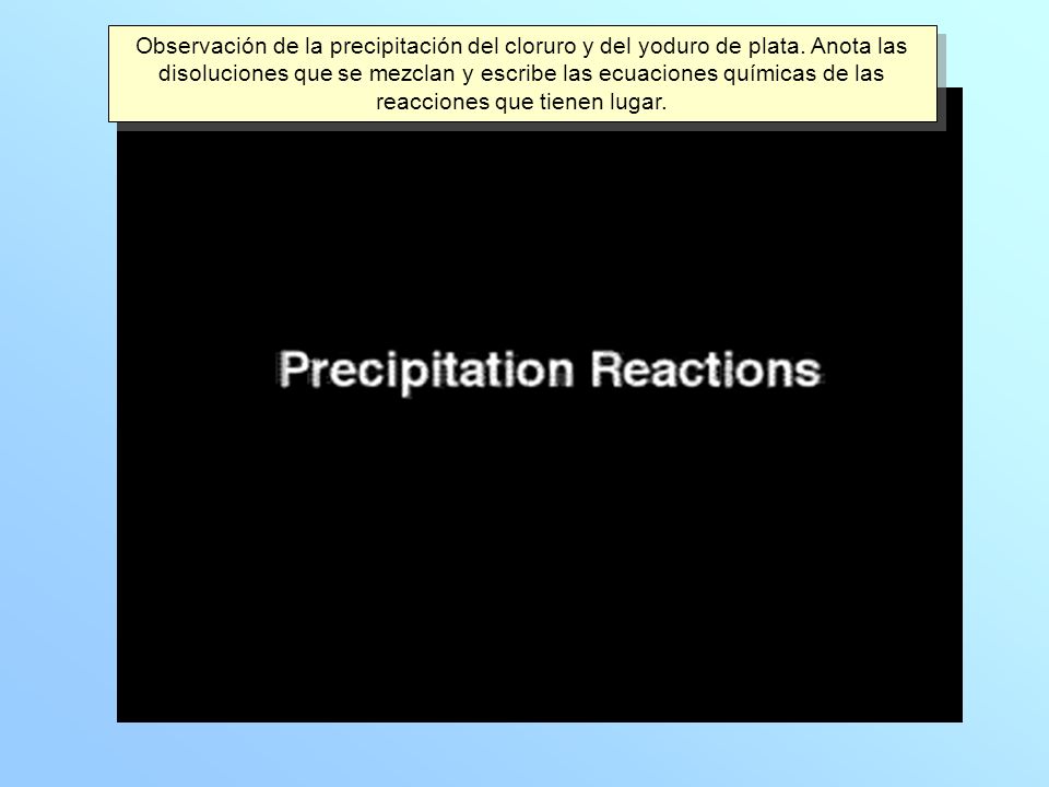 Observación de la precipitación del cloruro y del yoduro de plata