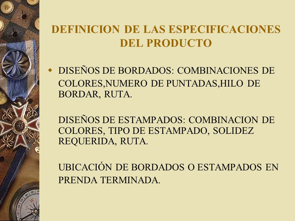 DEFINICION DE LAS ESPECIFICACIONES DEL PRODUCTO