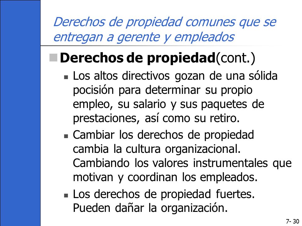 Derechos de propiedad comunes que se entregan a gerente y empleados