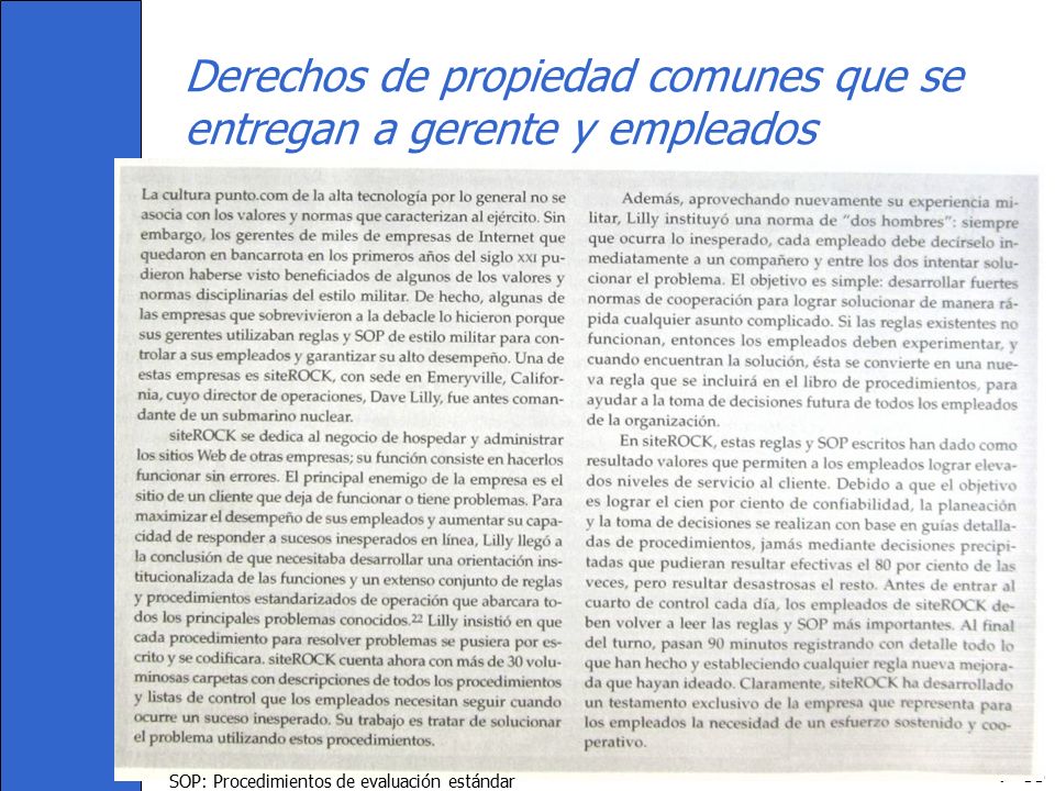 Derechos de propiedad comunes que se entregan a gerente y empleados