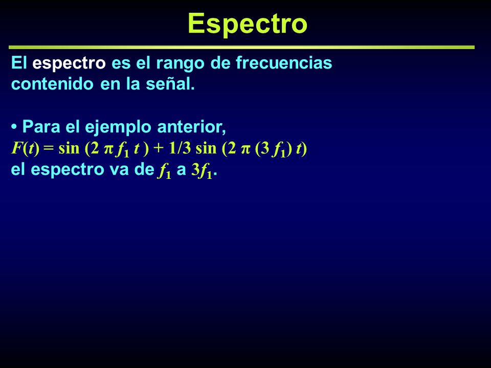 Espectro El espectro es el rango de frecuencias contenido en la señal.