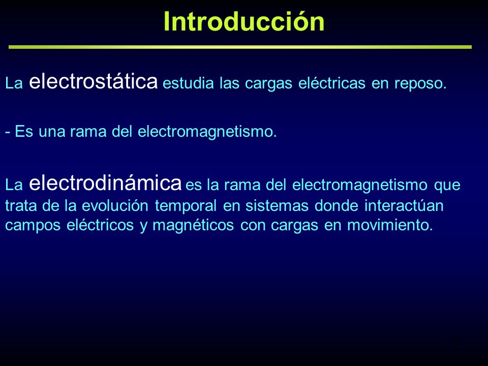 Introducción La electrostática estudia las cargas eléctricas en reposo. - Es una rama del electromagnetismo.