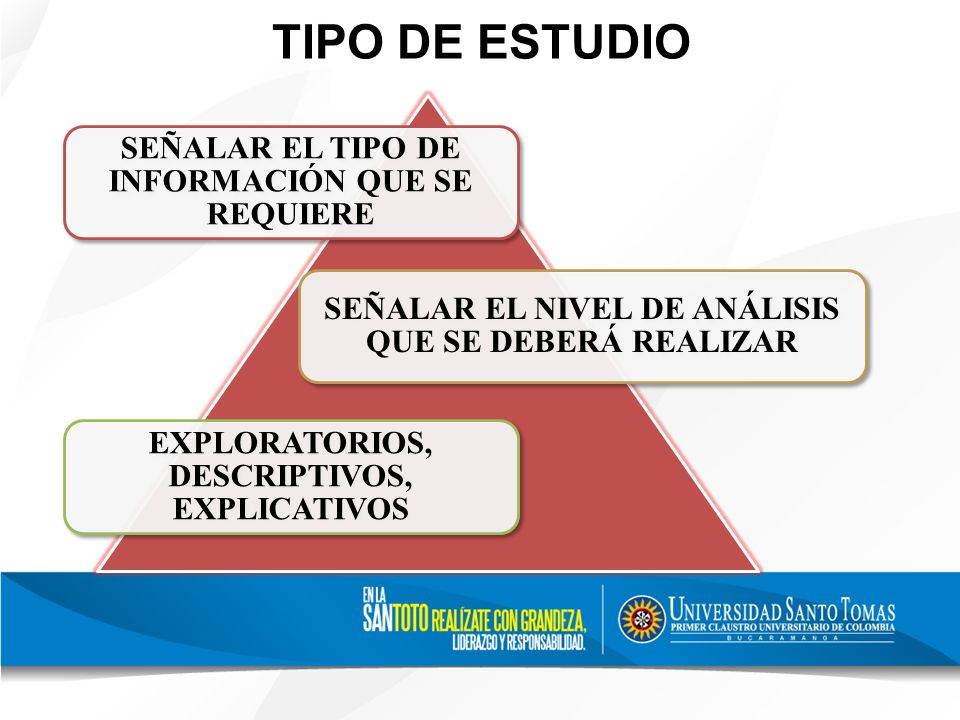 TIPO DE ESTUDIO SEÑALAR EL NIVEL DE ANÁLISIS QUE SE DEBERÁ REALIZAR