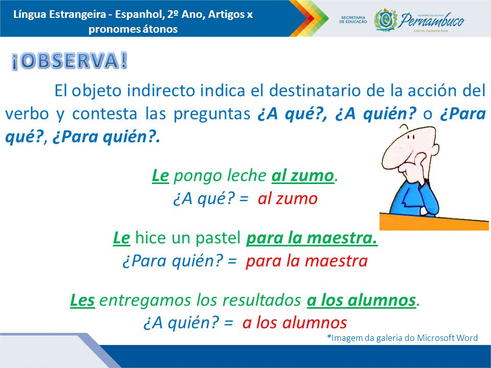 Língua Estrangeira - Espanhol, 2º Ano, Artigos x pronomes átonos