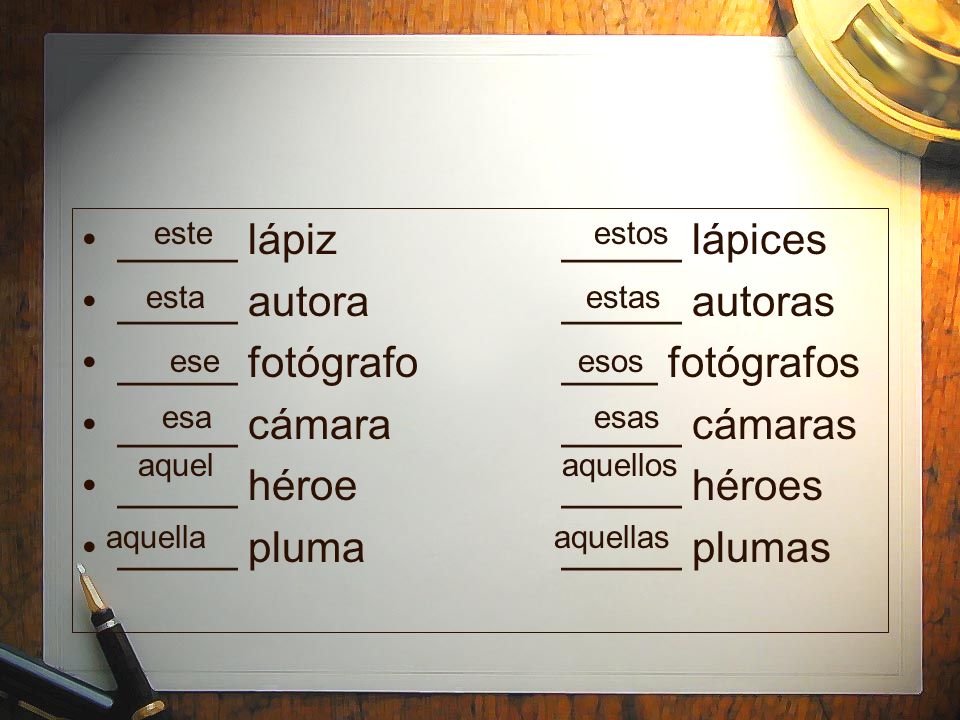 _____ lápiz _____ lápices _____ autora _____ autoras