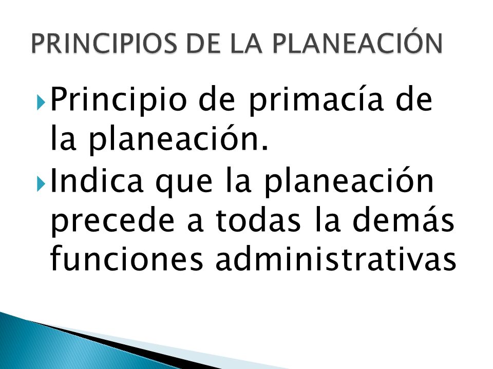 PRINCIPIOS DE LA PLANEACIÓN