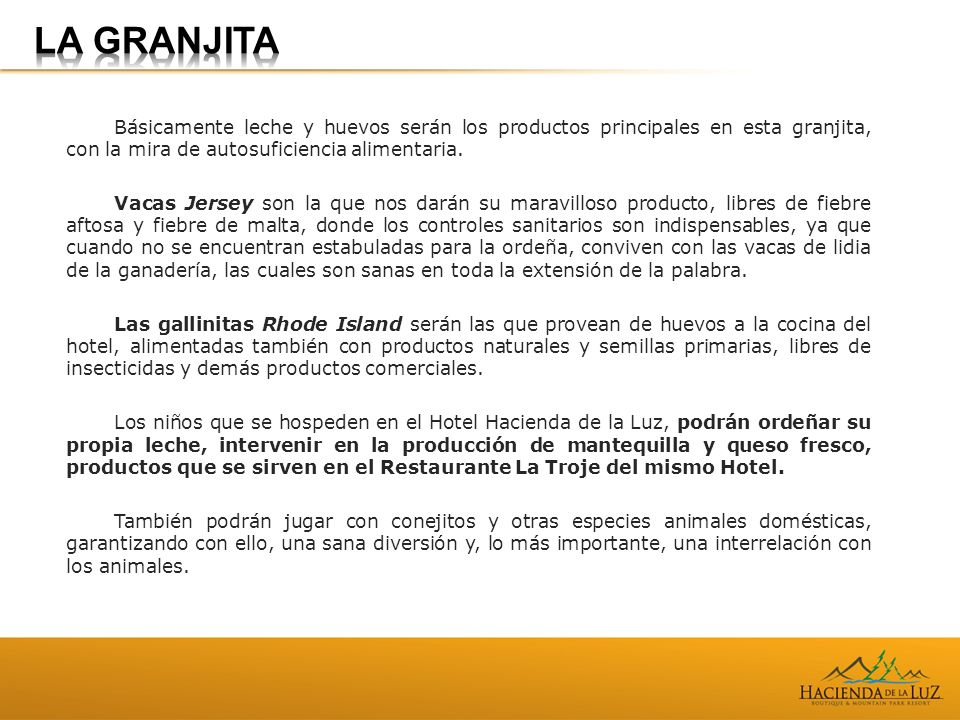 LA GRANJITA Básicamente leche y huevos serán los productos principales en esta granjita, con la mira de autosuficiencia alimentaria.