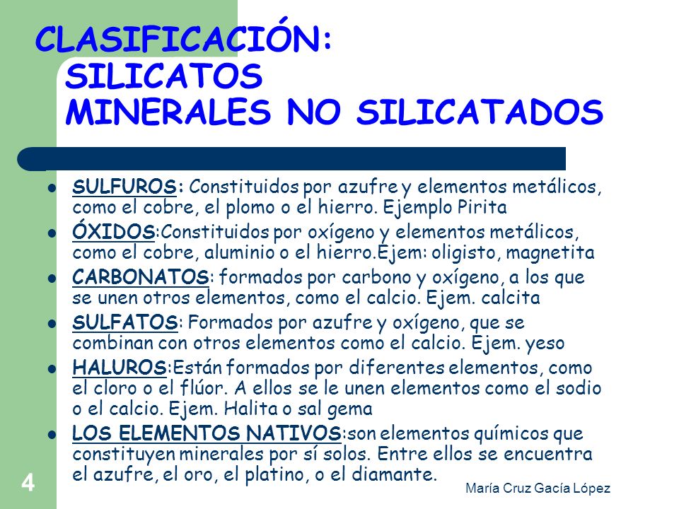 CLASIFICACIÓN: SILICATOS MINERALES NO SILICATADOS