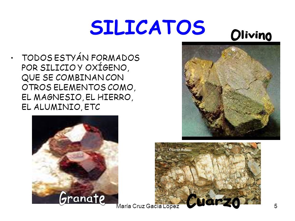 SILICATOS Olivino Granate Cuarzo