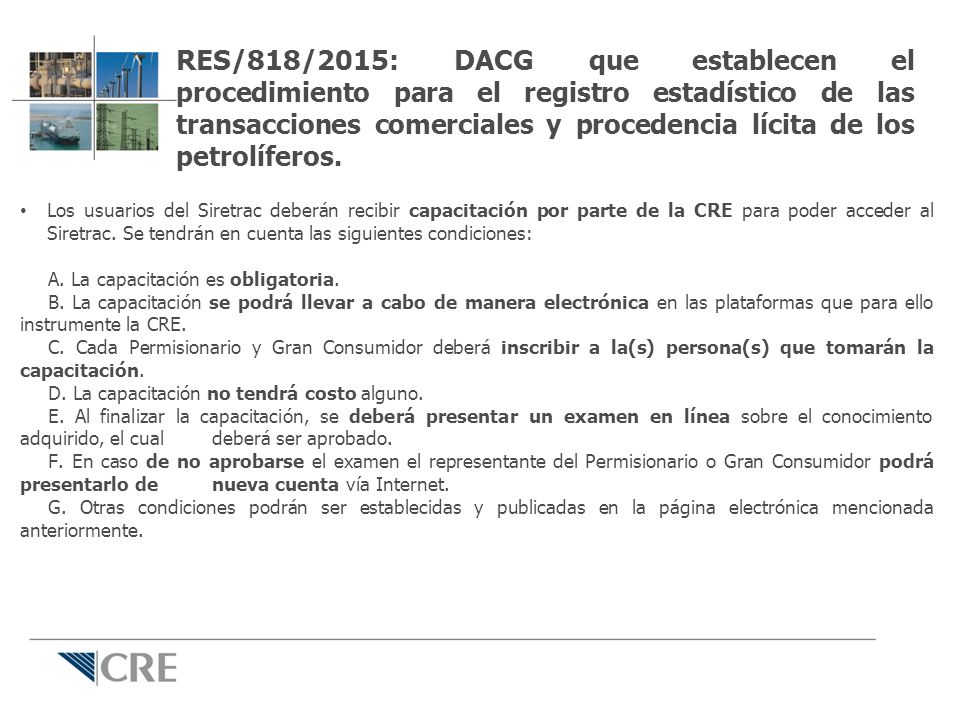 RES/818/2015: DACG que establecen el procedimiento para el registro estadístico de las transacciones comerciales y procedencia lícita de los petrolíferos.