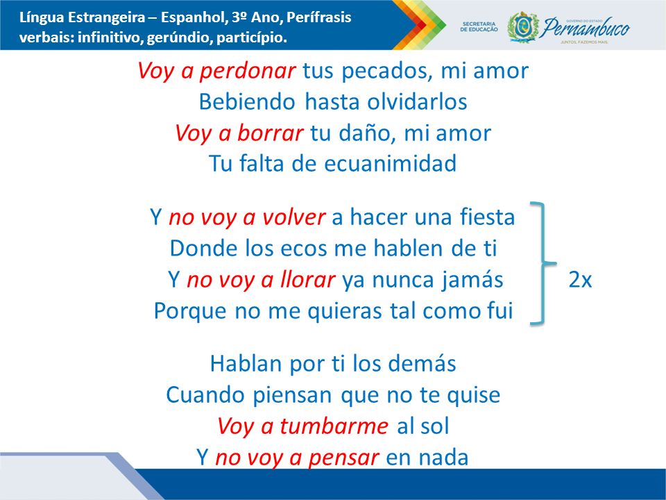 Língua Estrangeira – Espanhol, 3º Ano, Perífrasis verbais: infinitivo, gerúndio, particípio.