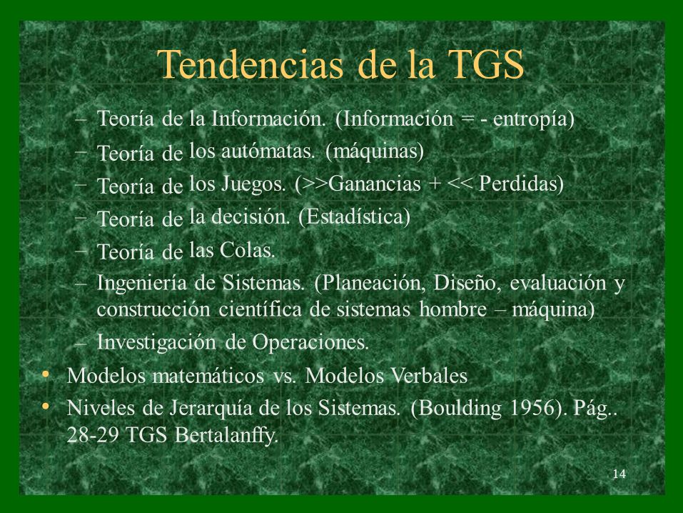 Tendencias de la TGS • – Teoría Teoría Teoría Teoría Teoría de