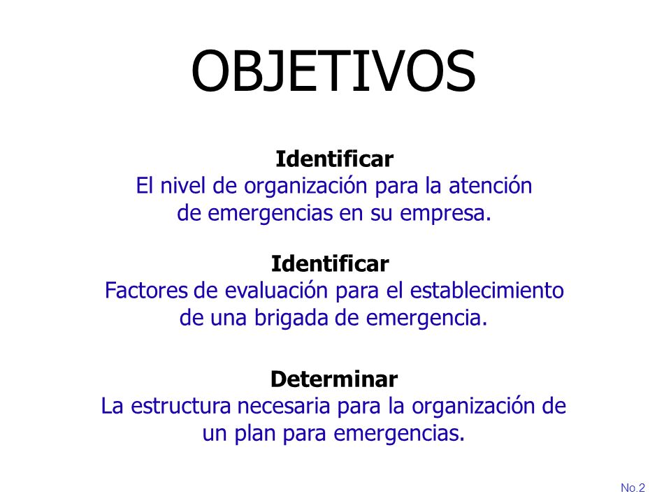OBJETIVOS Identificar El nivel de organización para la atención