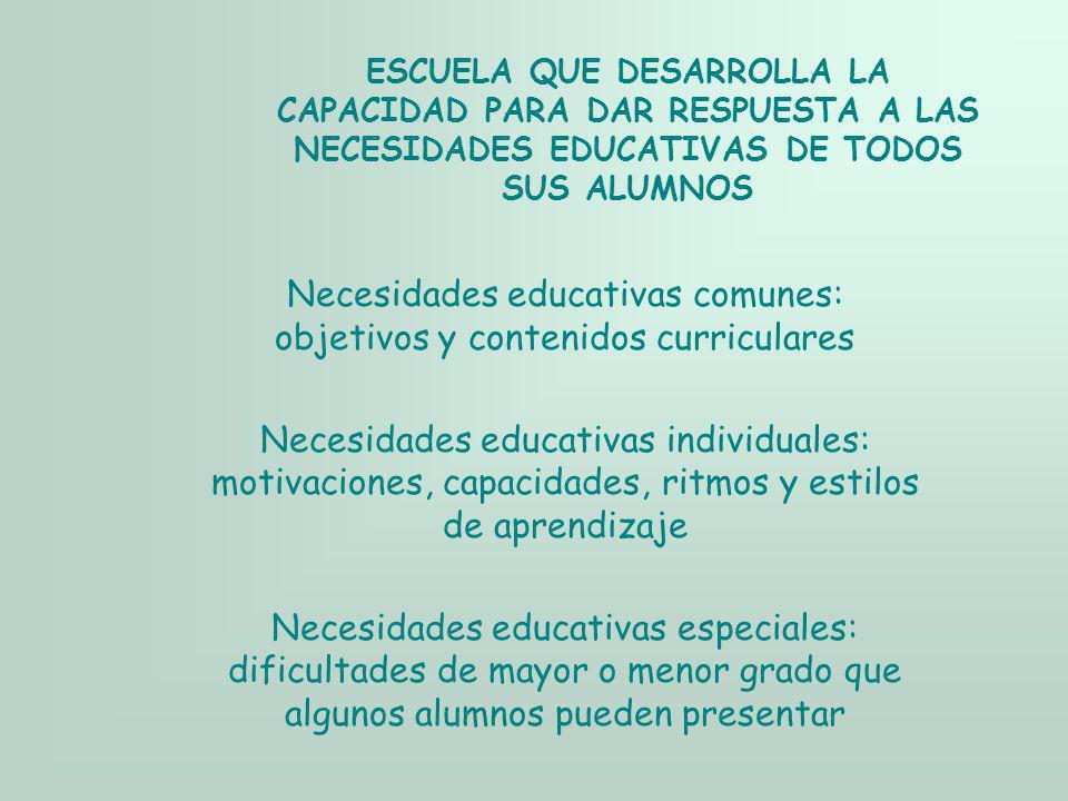 Necesidades educativas comunes: objetivos y contenidos curriculares
