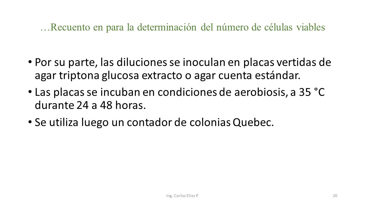 …Recuento en para la determinación del número de células viables